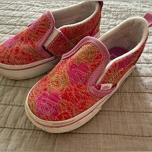 Vans Kids Floral Slip-On Sneakers - Pink and Orange